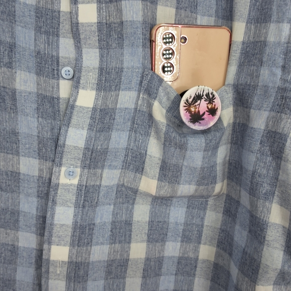 Johnston & Murphy Men's Blue and White Checkered Shirt - Picture 3 of 5